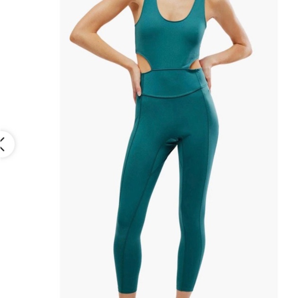 Free People Teal Cutout Jumpsuit